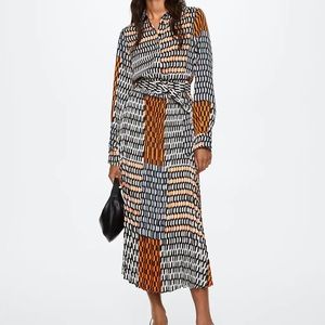 Mango Geometric Print Midi Dress